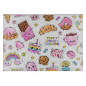 Pattern Funny Unicorn Magic Rainbow Cute Snijplank (Voorkant)