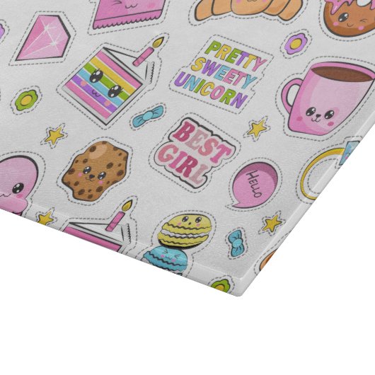 Pattern Funny Unicorn Magic Rainbow Cute Snijplank (Hoek)