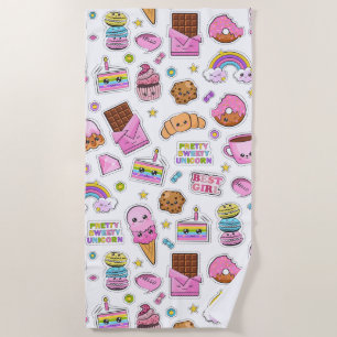 Pattern Funny Unicorn Magic Rainbow Cute Strandlaken