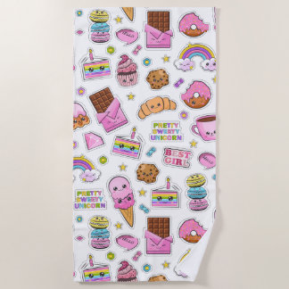 Pattern Funny Unicorn Magic Rainbow Cute Strandlaken