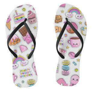 Pattern Funny Unicorn Magic Rainbow Cute Teenslippers