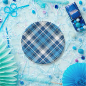 Pattern Geometric Trendy Blue Papieren Bordje (Feest)