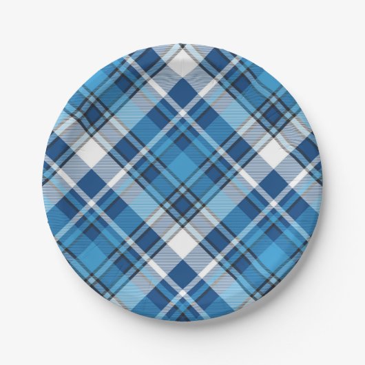 Pattern Geometric Trendy Blue Papieren Bordje (Voorkant)