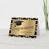 Pattern Gold Black Felicitaties Afstuderen Kaart (Voorkant)