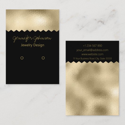 Pattern Gold Foil Earring Holner Display Card Visitekaartje (Voorkant / Achterkant)