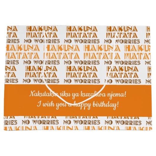Pattern Hakuna Matata, geen zorgen in Swahili Groot Cadeauzakje (Voorkant)
