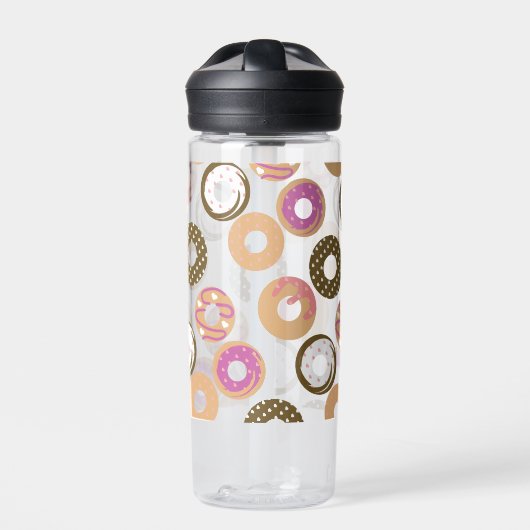 Pattern Heart Donuts Valentines Pink Water Bottle Waterfles (Voorkant)