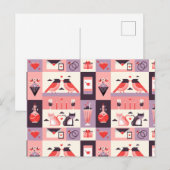 Pattern Heart Love Romance Valentijnsdag Wedding Briefkaart (Voorkant / Achterkant)