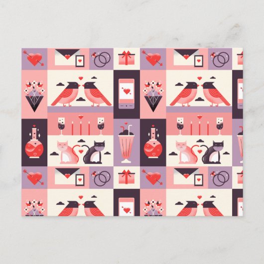 Pattern Heart Love Romance Valentijnsdag Wedding Briefkaart (Voorkant)