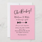 Pattern Heart Valentijnsdag Roze Baby shower Kaart (Voorkant)