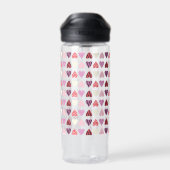 Pattern Heart Valentines Pink Water Bottle Waterfles (Achterkant)