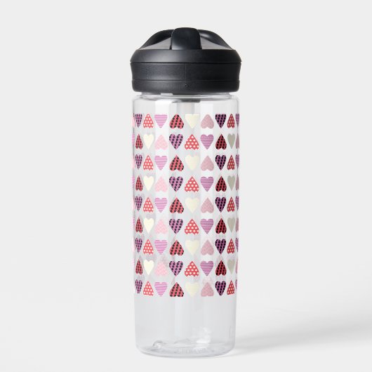 Pattern Heart Valentines Pink Water Bottle Waterfles (Voorkant)