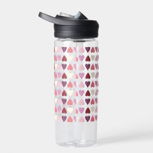 Pattern Heart Valentines Pink Water Bottle Waterfles (Rechts)
