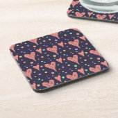 Pattern Hearts Colorful Girly Modern Cute Bier Onderzetter (Linkerzijde)