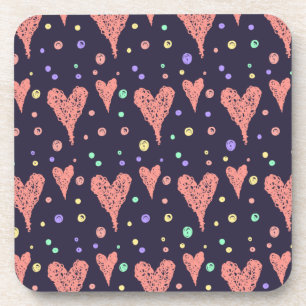 Pattern Hearts Colorful Girly Modern Cute Bier Onderzetter