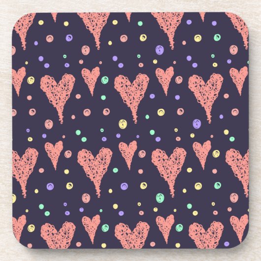 Pattern Hearts Colorful Girly Modern Cute Bier Onderzetter (Voorkant)