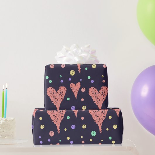 Pattern Hearts Colorful Girly Modern Cute Cadeaupapier (Feestgeschenken)