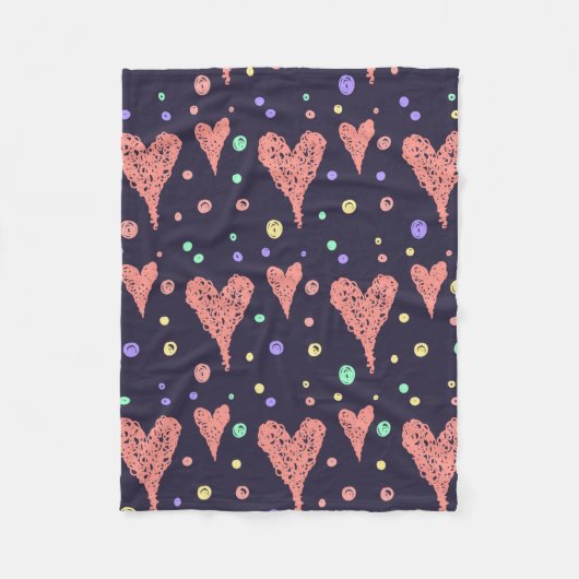 Pattern Hearts Colorful Girly Modern Cute Fleece Deken (Voorkant)