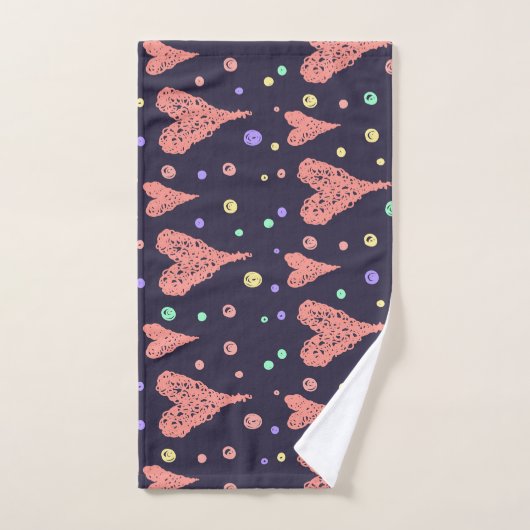 Pattern Hearts Colorful Girly Modern Cute Handdoek (Handdoek)