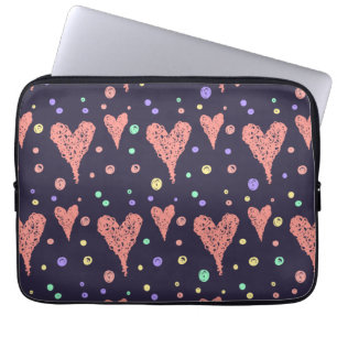Pattern Hearts Colorful Girly Modern Cute Laptop Sleeve