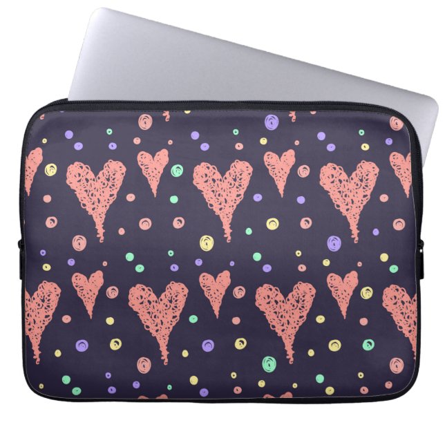 Pattern Hearts Colorful Girly Modern Cute Laptop Sleeve (Voorkant)