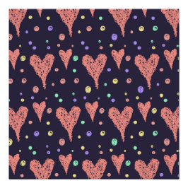 Pattern Hearts Colorful Girly Modern Cute Perfect Poster