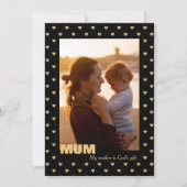 Pattern hearts Moeder's foto Black Holiday Kaart (Voorkant)