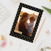 Pattern hearts Moeder's foto Black Holiday Kaart