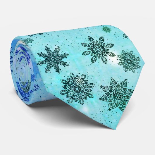 Pattern Holiday Blue Snowflake Winter Chic #2 Stropdas (Opgerold)