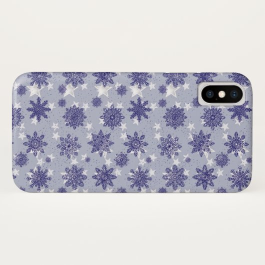 Pattern Holiday Blue Snowflake Winter Chic Case-Mate iPhone Case (Achterkant (horizontaal))
