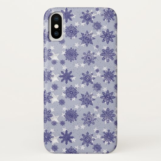 Pattern Holiday Blue Snowflake Winter Chic Case-Mate iPhone Case (Achterkant)