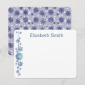 Pattern Holiday Blue Snowflake Winter Chic Notitiekaartje (Voorkant / Achterkant)