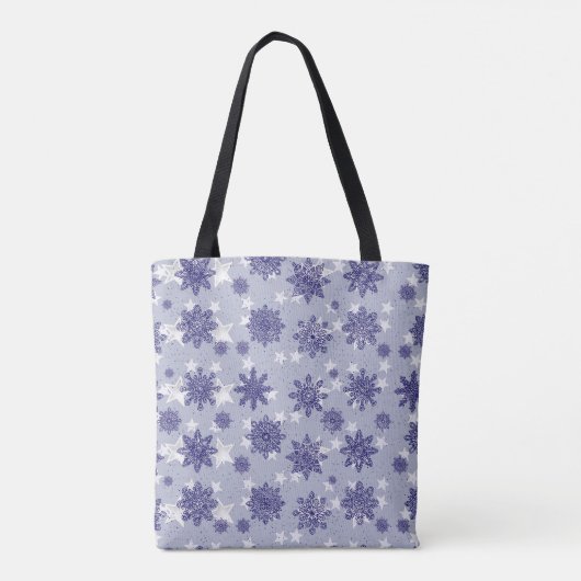 Pattern Holiday Blue Snowflake Winter Chic Tote Bag (Achterkant)