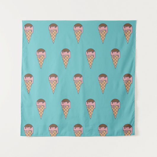 Pattern Ice crème op Pastel color background, vin Wandkleed (Voorkant)