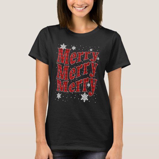 Pattern Letter Merry Christmas Xmas T-shirt (Voorkant)