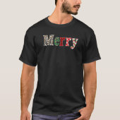 Pattern Letter Merry Kerstmis T-shirt (Voorkant)