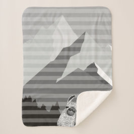 Pattern Llama Stripe Mountains Sherpa Deken