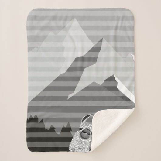 Pattern Llama Stripe Mountains Sherpa Deken (Voorkant)