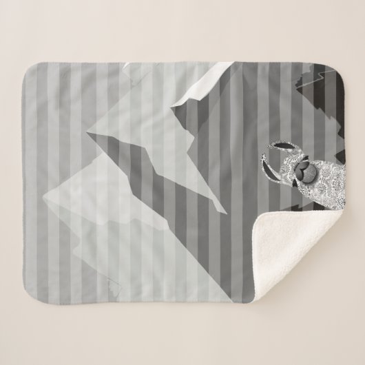 Pattern Llama Stripe Mountains Sherpa Deken (Voorkant (horizontaal))