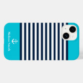 Pattern Navy blue and white bands Blue background Case-Mate iPhone Case (Achterkant (horizontaal))