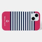 Pattern Navy blue and white bands Red background Case-Mate iPhone Case (Achterkant (horizontaal))