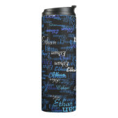 Pattern of Blue Names (creëer van je eigen naam) Thermosbeker (Gedraaid links)