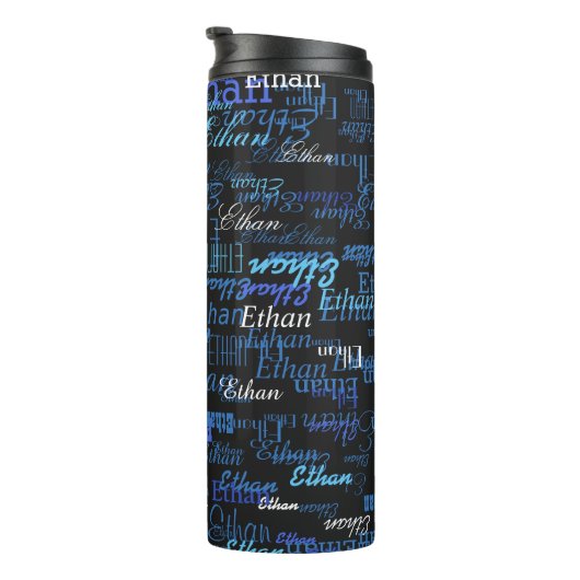Pattern of Blue Names (creëer van je eigen naam) Thermosbeker (Geroteerd rechts)