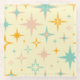 Pattern of colorful retro stars glazen onderzetter
