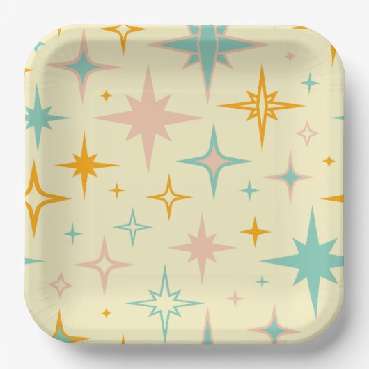 Pattern of colorful retro stars papieren bordje (Voorkant)