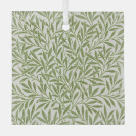 Pattern of green leafy branches  glas ornament