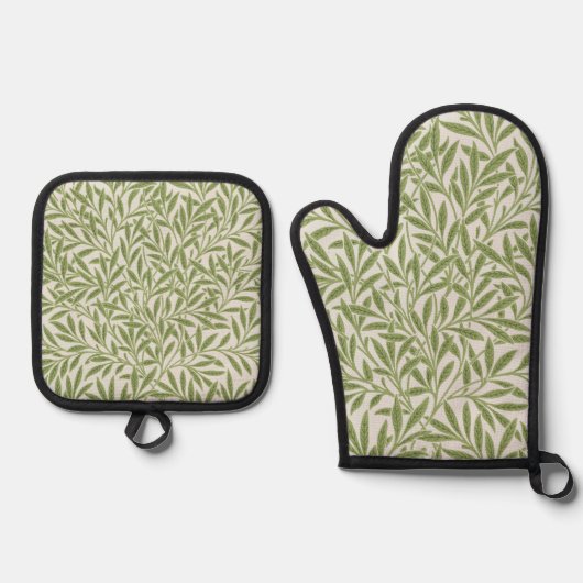 Pattern of green leafy branches  ovenwant & pannenlap set (Voorkant)