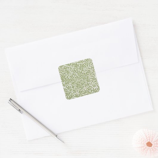 Pattern of green leafy branches  vierkante sticker (Envelop)