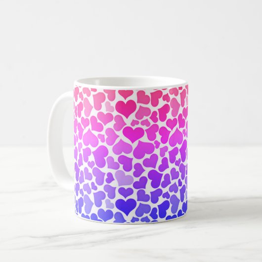 Pattern of Hearts Stylish Modern Violet Pink Chic  Koffiemok (Voorkant links)