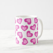 Pattern of Hearts Stylish Modern White Pink Chic Koffiemok (Voorkant rechts)